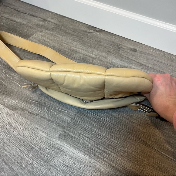 NWT Stylism Denmark brand soft leather oversized crossbody bag quilted tan - Picture 13 of 16